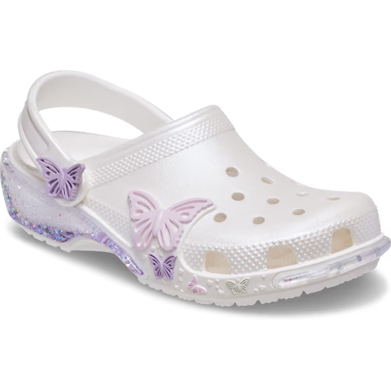 Crocs Kids' Classic Butterfly Sparkle Shaker Clog