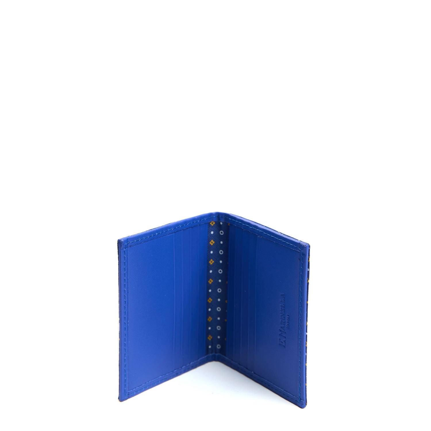 E.Marinella BLUETTE SILK AND LEATHER FOLDING CARD HOLDER