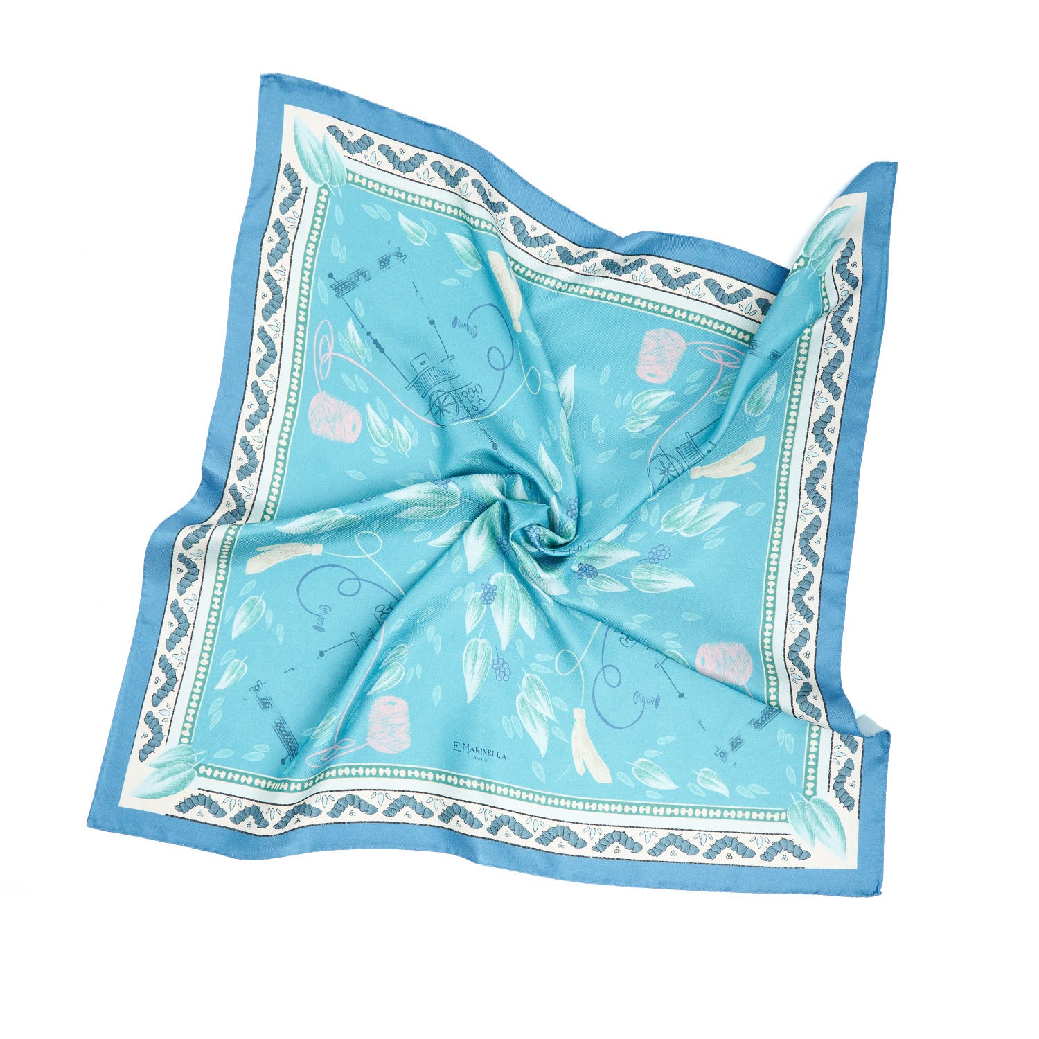 E.Marinella BLUE SILK AND ORANGE FIBER SCARF