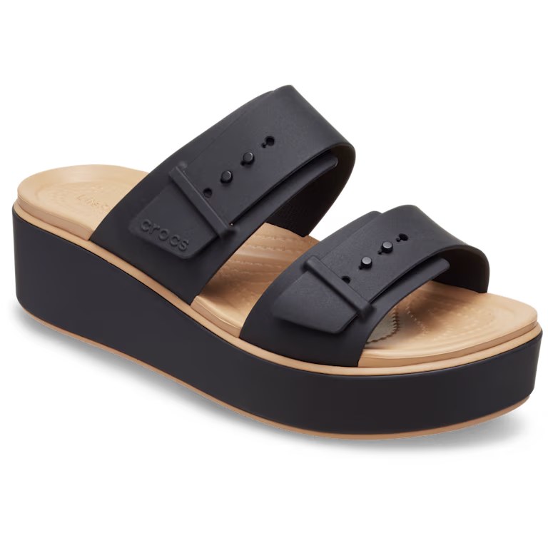 Crocs Brooklyn Buckle Low Wedge Matte Wrap Sandal