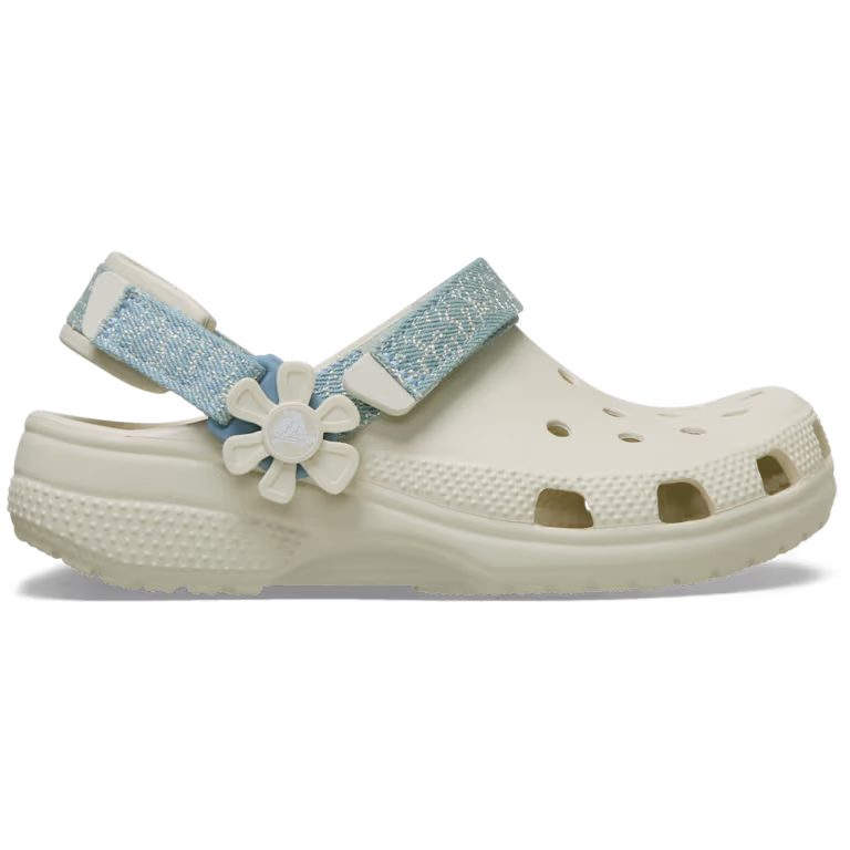 Crocs Kids’ Classic Denim Flower Adjustable Backstrap Clog