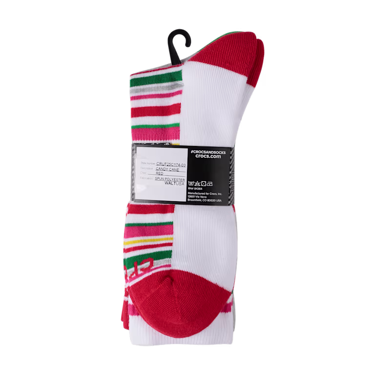 Crocs CrocsSocks Candy Cane 3-Pack