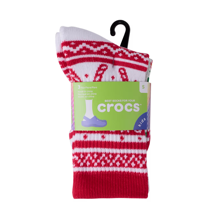 Crocs CrocsSocks Kids’ Candy Cane 3-Pack