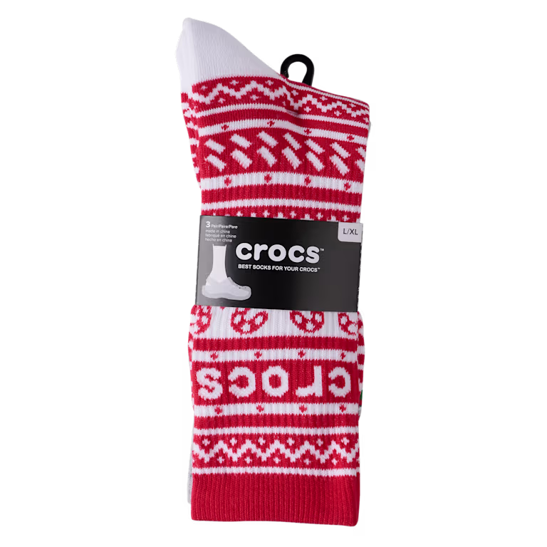 Crocs CrocsSocks Candy Cane 3-Pack