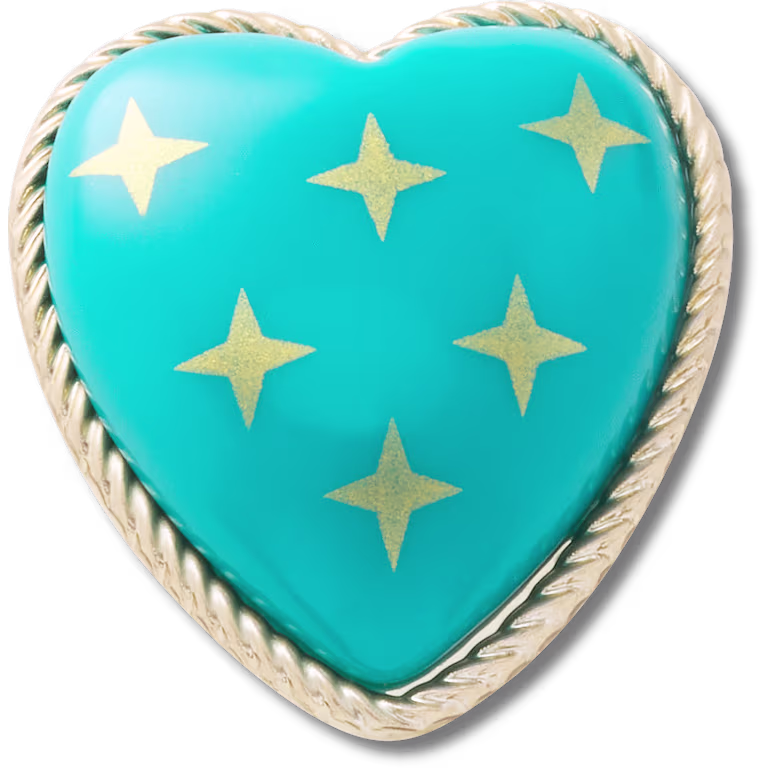 Crocs Turquoise and Gold Heart