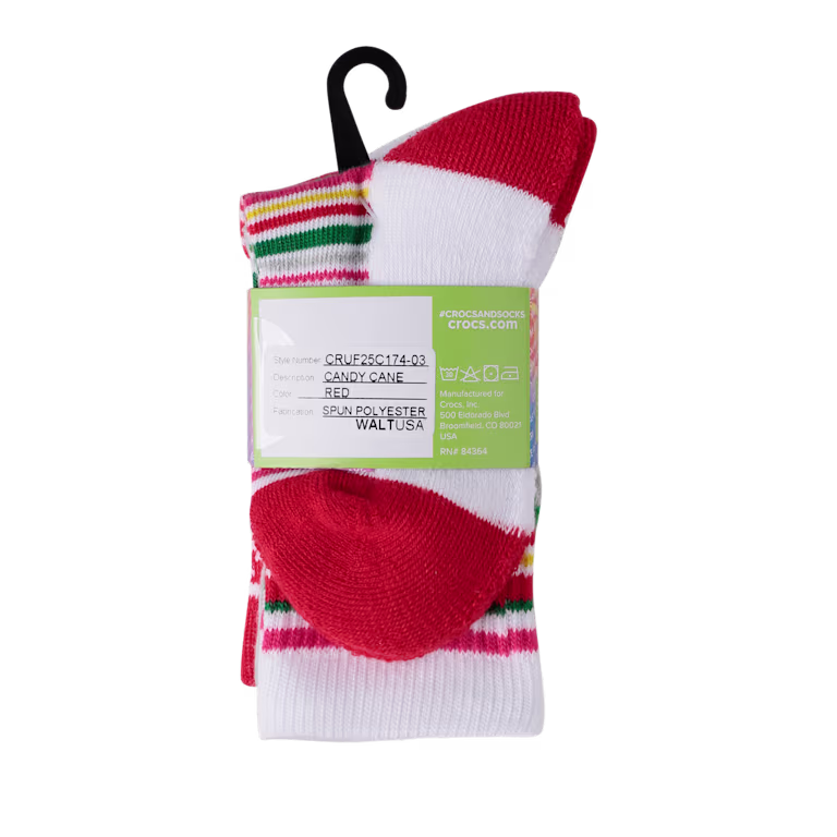 Crocs CrocsSocks Candy Cane 3-Pack
