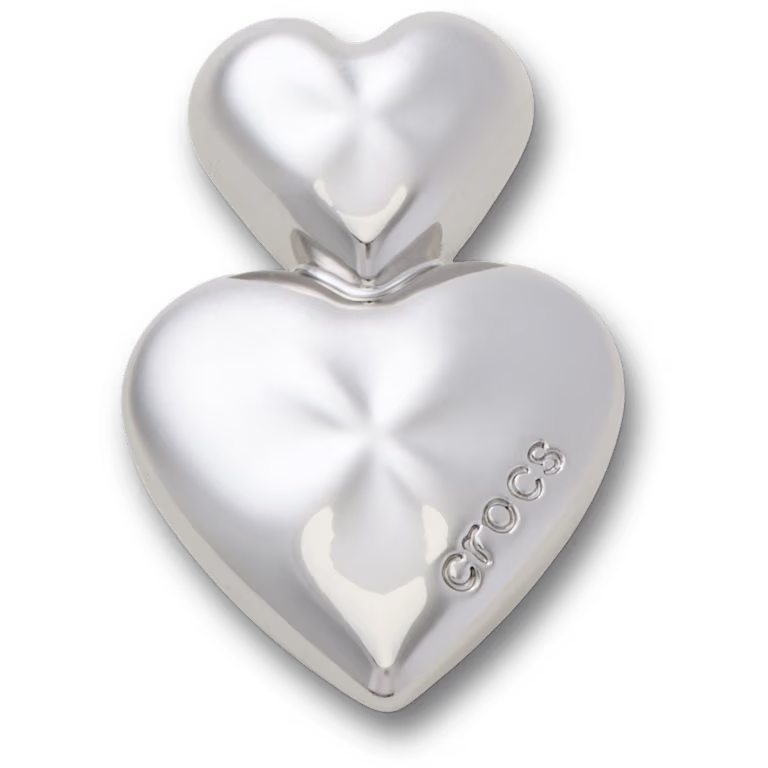 Crocs Silver Double Heart