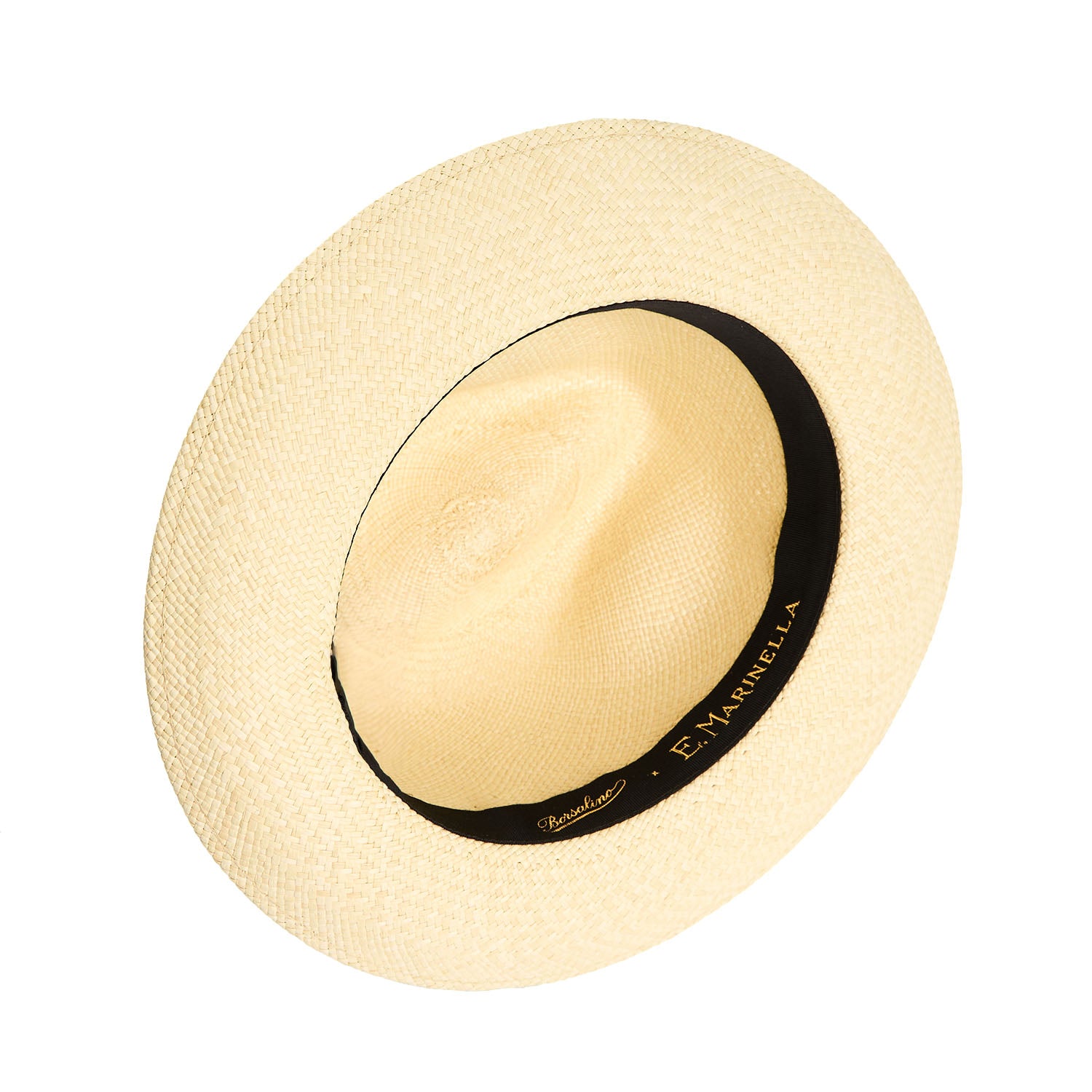 E.Marinella PANAMA AMEDEO MODEL WITH ORANGE SILK DETAILS - 55 cm