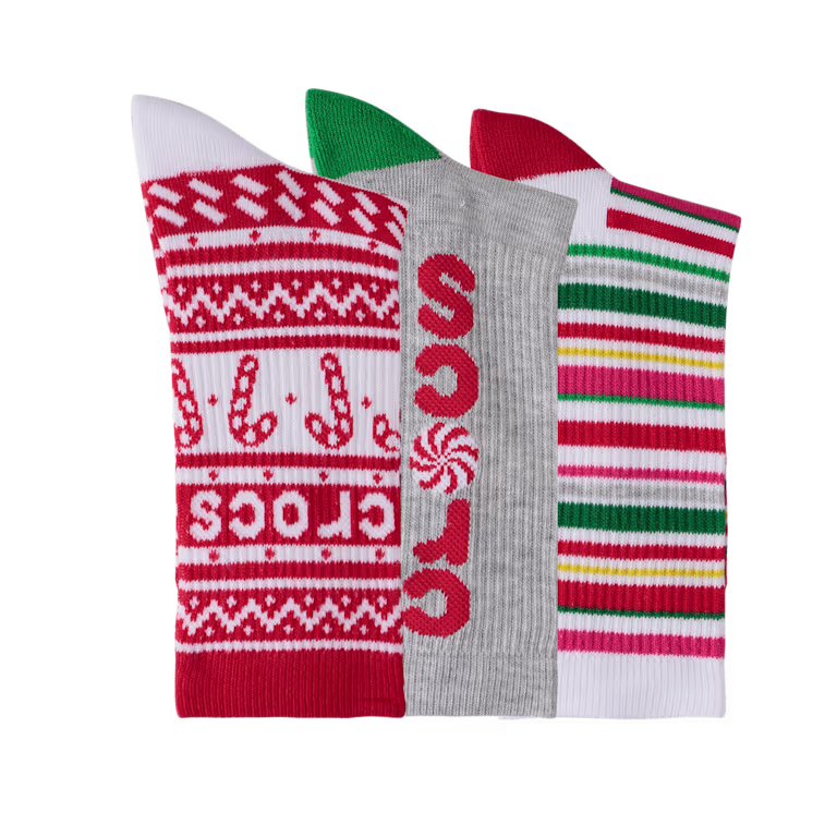 Crocs CrocsSocks Candy Cane 3-Pack